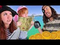 PiRATE FAMiLY lost at SEA!!  Adley finds a Beach & Magic Treasure Map! Floor is Lava pretend play ☠️