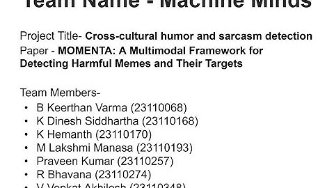 Team 12 (Machine minds) - Cross cultural humor and sarcasm detection