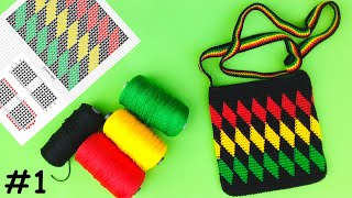 Bolso Modelo 1 En Colores Rasta, Tejido A Crochet En Punto Bajo