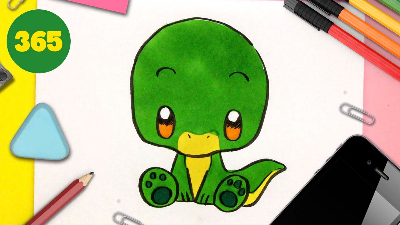 COMO DESENHAR UM DINOSSAURO KAWAII 