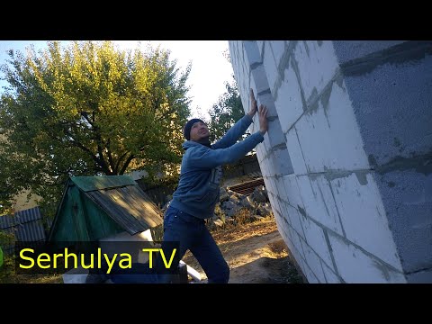 Пристройка из газоблока.  Стены, окна, дверь.  Serhulya TV