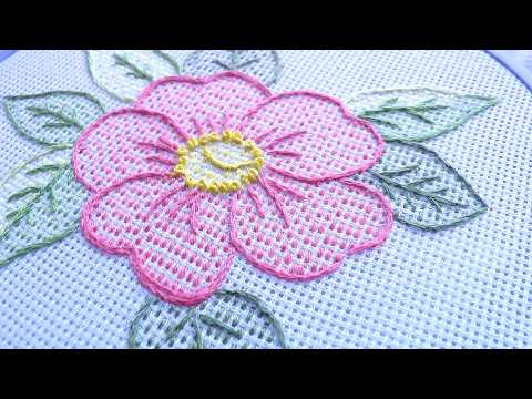 AMAZING EASY FLOWER EMBROIDERY | Beautiful Pink Design You Can Make