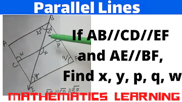 In figure, If AB//CD//EF and AE//BF, find x, y, p, q, w. | Parallel Lines