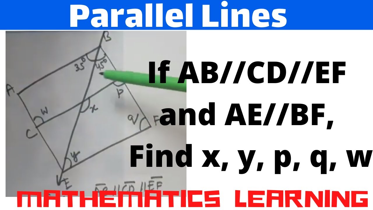 In Figure If Ab Cd Ef And Ae Bf Find X Y P Q W Parallel