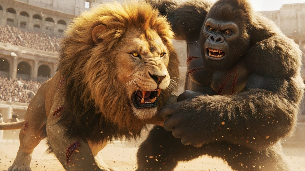 Assassin King Kong VS. Giant Lion - The Ultimate Showdown In The Roman Colosseum | Might And Justice