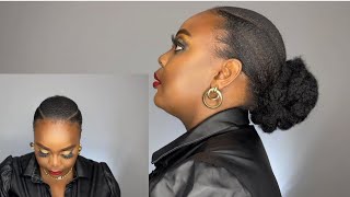 How I do my sleek low bun on 4c hair| styling natural hair tutorial