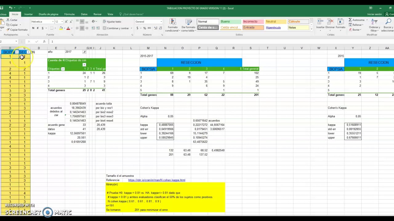 tamaño de muestra kappa de en excel YouTube