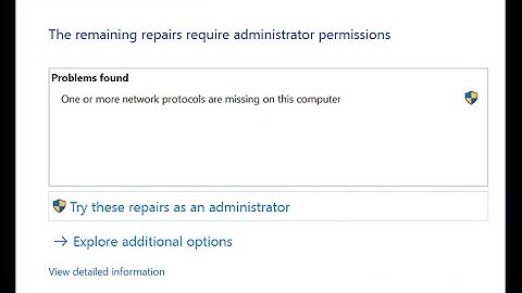 One or more network protocols are missing on this computer