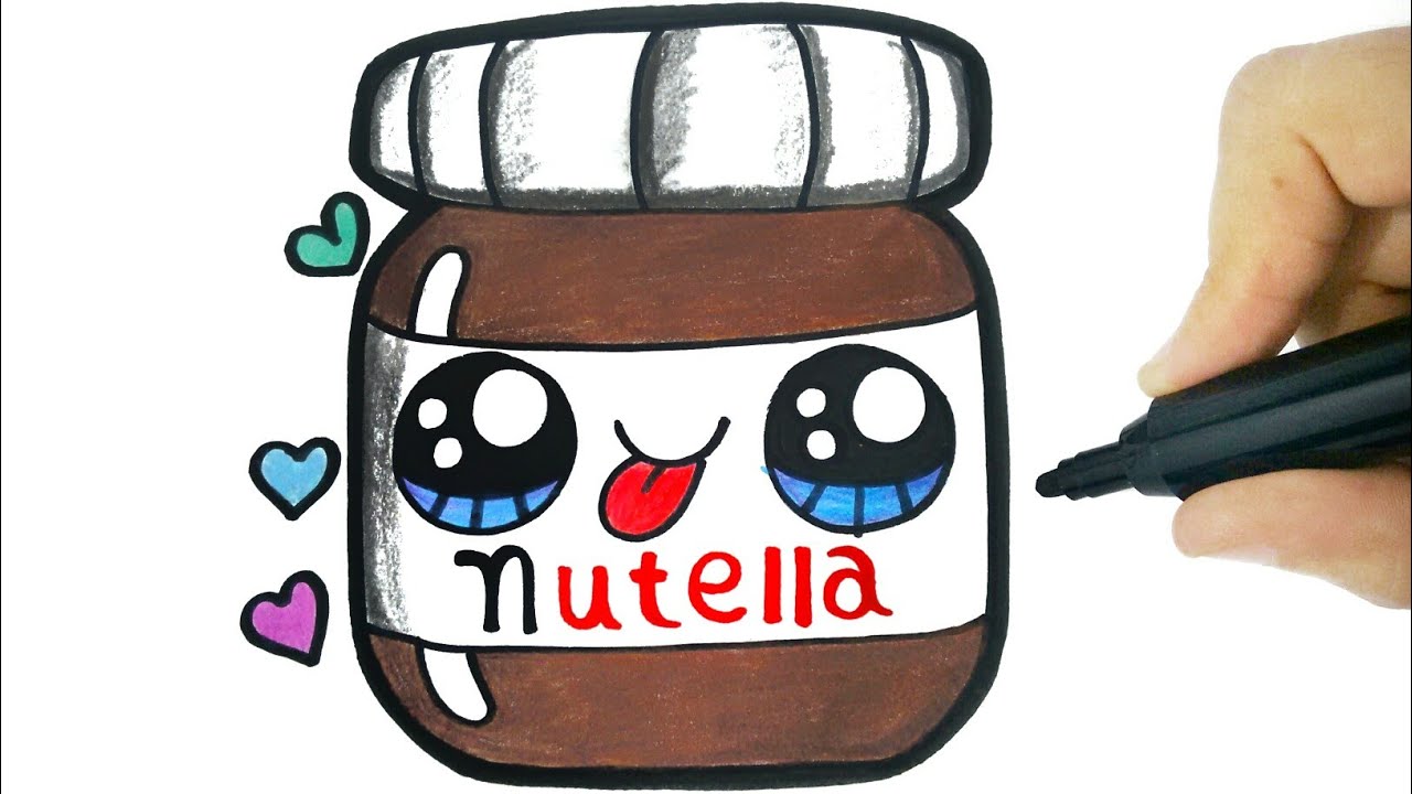 Como Desenhar um pote de nutella kawaii