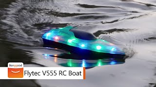 FLYTEC rc racing boat V555 2.4ghz full LED rc boat kapal rc dual motor