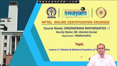 Lecture 17   Maxima & Minima of Functions of Two Variables