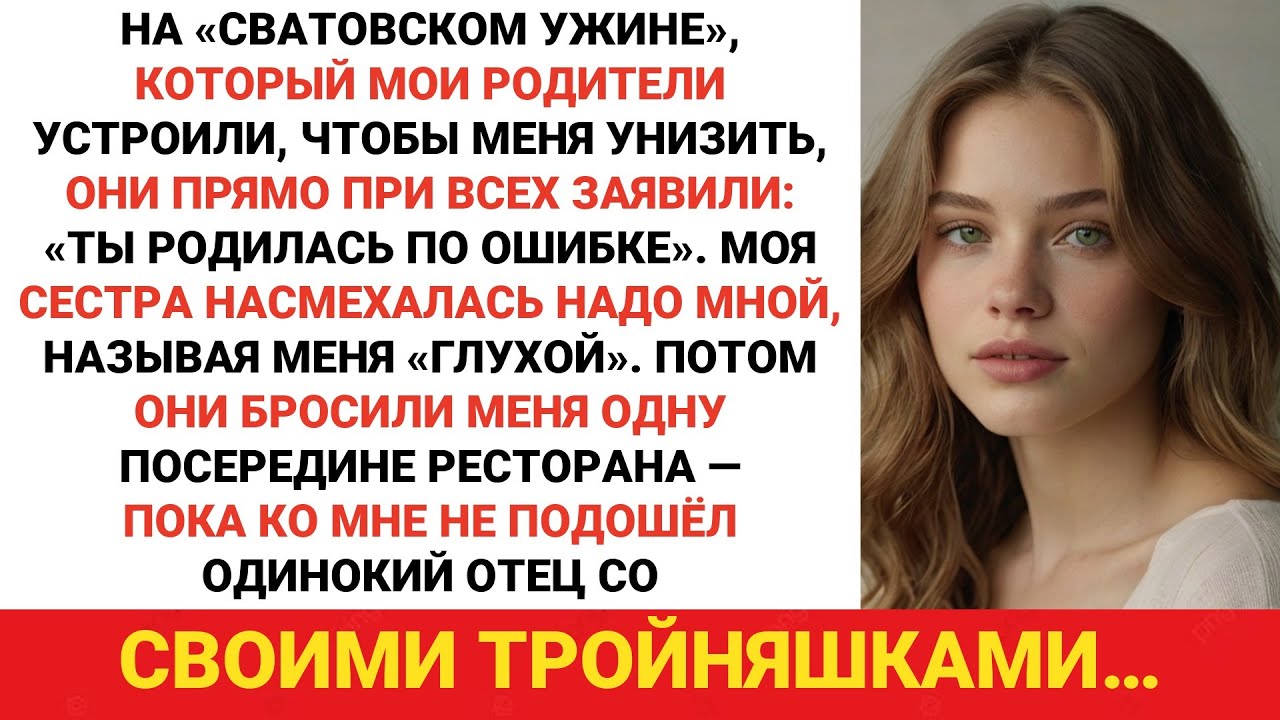 На ужине для сватовства они меня унизили, а потом вдруг вошел отец-одиночка с тройняшками...