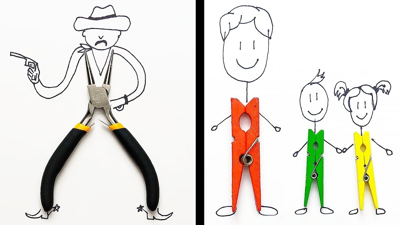 24 Creative Drawings Using Everyday Objects Youtube