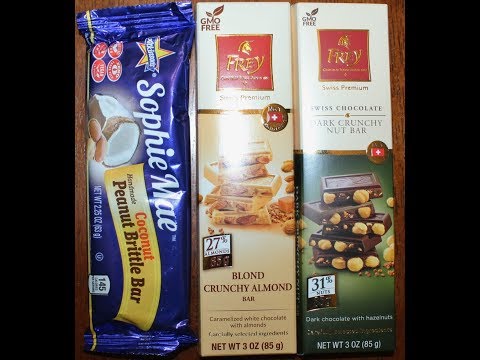 Atkinson’s Sophie Mae Coconut Peanut Brittle Bar & Frey: Blond Crunchy Almond & Dark Crunchy Nut