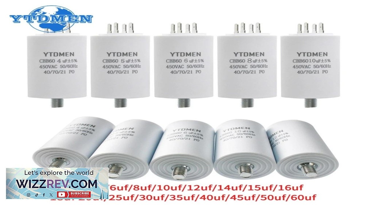 1PCS CBB60 Capacitor with Screw Double Insert 450V AC Starting Capacitor 4uF~60uF