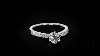 Timeless 6-Claw engagement ring with pavé set band  - W0014 - 0.70ct