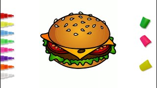 How to draw Burger easy step by step