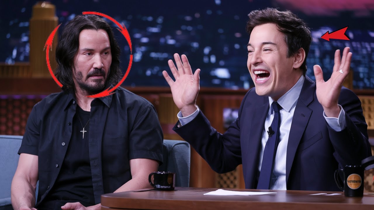 Keanu Reeves says something to Jimmy Fallon during an interview that makes him stop the live show... - YouTube