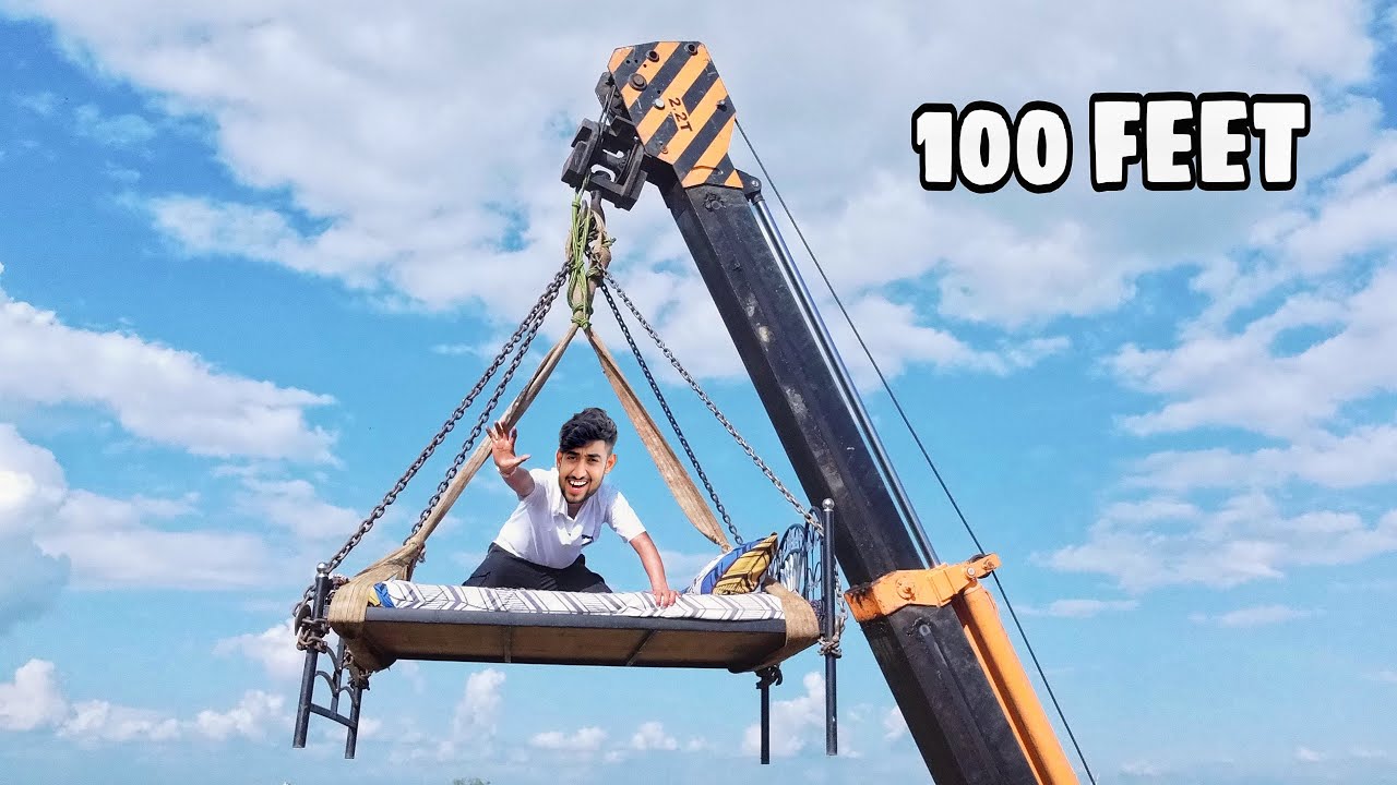 I Spent 24 Hours on World's Tallest Bed YouTube