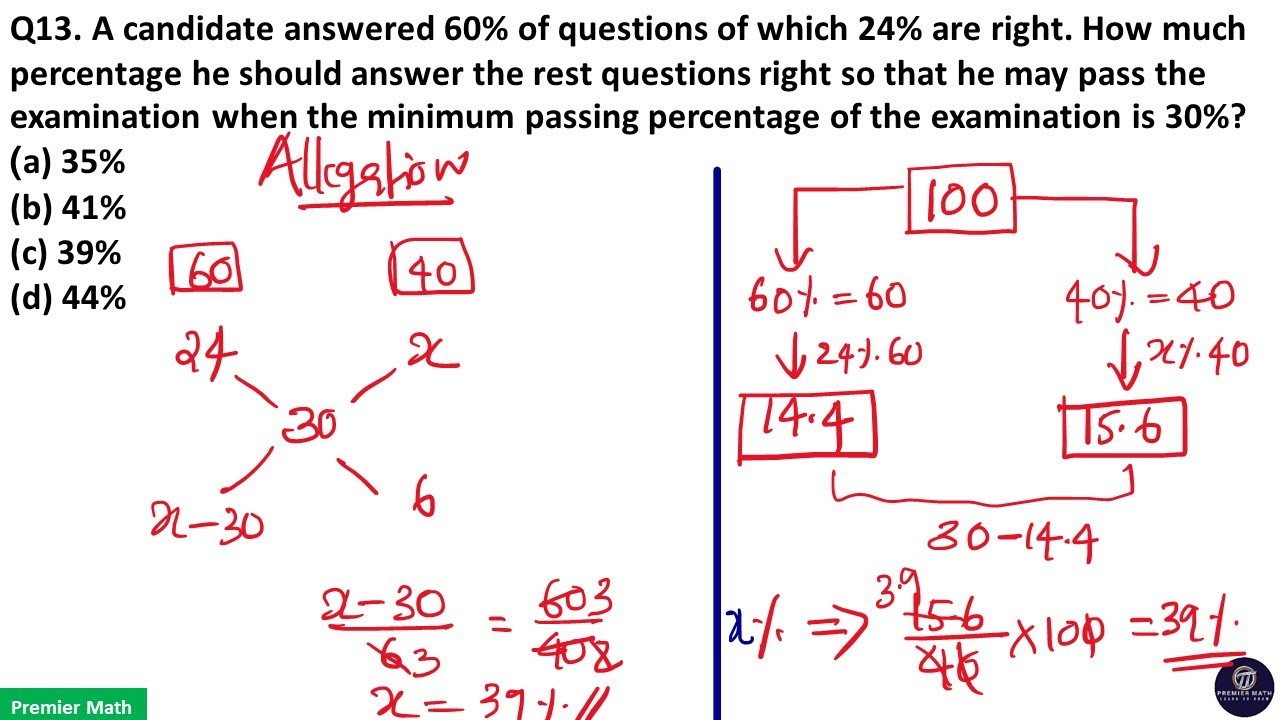 A candidate answered 60% of questions of which 24% are right. How much percentage he should answer