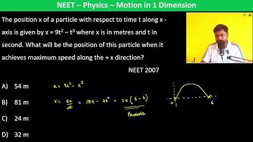 The position x of a particle with respect to time t along x -axis is given by x = 9t2 − t3 where