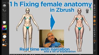 Female Body Sculpt In Zbrush Fixed In 1 Hour.  Beginners Anatomy Sculpt Mistakes And How To Fix Them