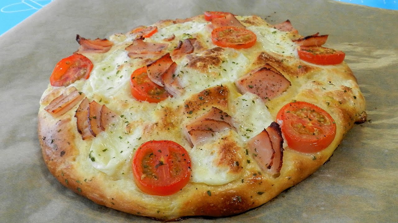 Breakfast Pizza - Soft Bread Pizza - No Knead Dough - One Proofing