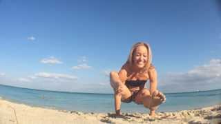 Beach Yoga Eka Pada Sirsasana with Kino in Miami