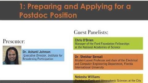Preparing and Applying for Postdoc Positions