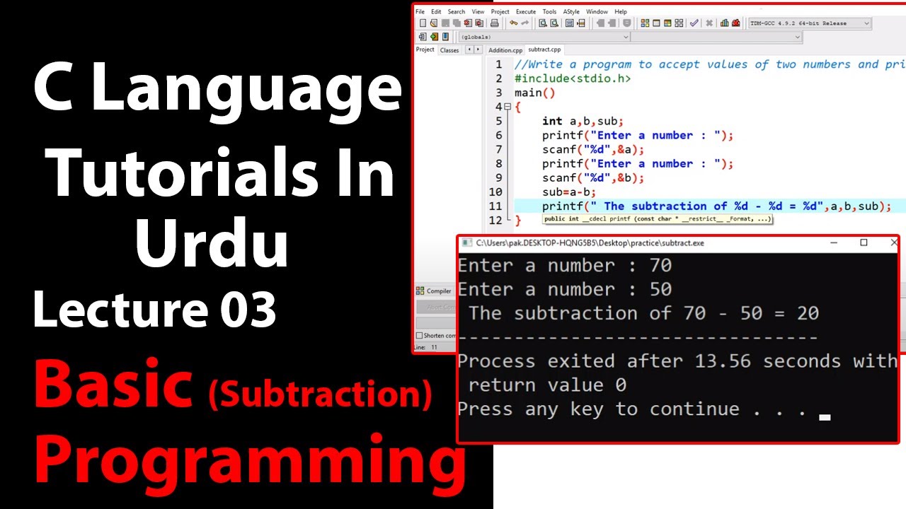 C Language Course - Basic Programming - LECTURE # 3 - Best Coding By ...