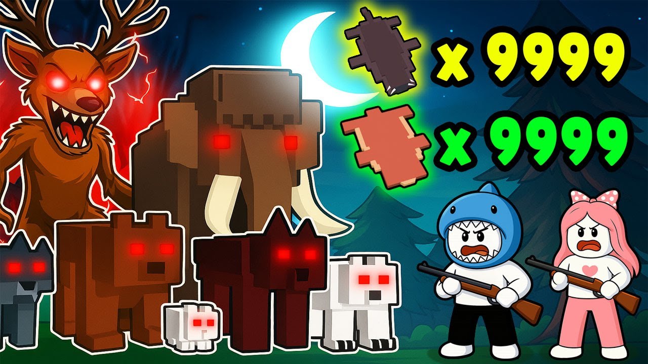 [로블록스] 동물들의 가죽을 수집할수록 엄청 강해지는 빅 게임 헌터로 생존해요!! 