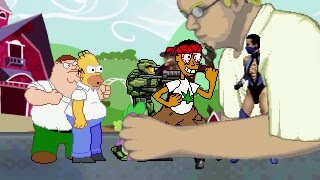 AN Mugen Request #427: Homer, Peter, Spike & Master C. VS Angry German Kid, Kitana, Freddy K. & Juan