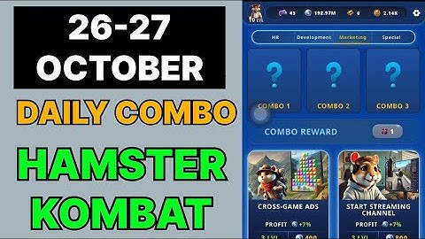 HAMSTER KOMBAT GAMEDEV DAILY COMBO | HAMSTER KOMBAT DAILY COMBO | 26 OCTOBER HAMSTER DAILY COMBO