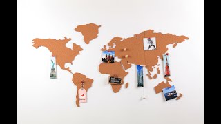 Adhesive cork board world map