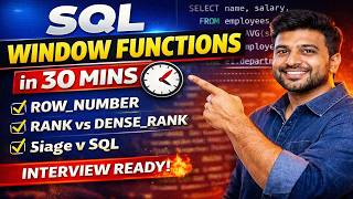🔥 SQL Window Functions Explained Deeply | ROW_NUMBER, RANK, DENSE_RANK Telugu in 13 minutes