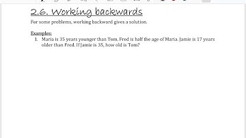 Working Backwards- Year 7 Mathematics