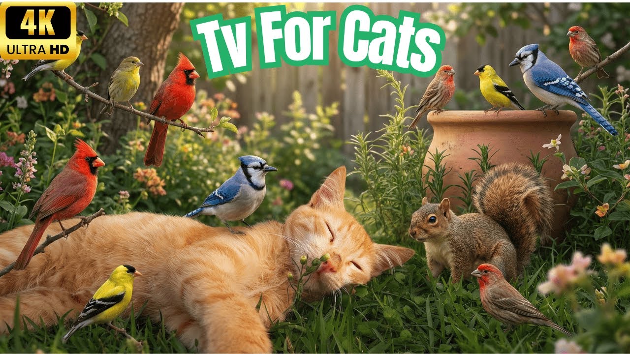 A Calm Garden Filled with Birds 🌳 Gentle Nature for Relaxed Cats | 4K UHD
