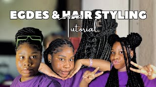 7 BRAIDS/LOCS HAIRSTYLES & How to Lay Edges Perfectly🎀 screenshot 5