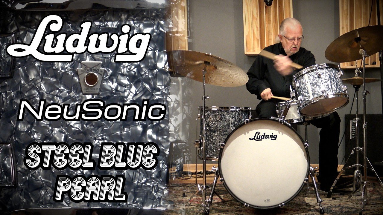 Ludwig NeuSonic Vintage Build Drum Kit - Steel Blue Pearl and our Maxwell Rail Consolette