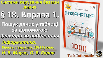§ 18. Вправа 1. Пошук даних у таблиці за допомогою фільтра за виділеним | 10(11) клас | Морзе