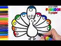 Peacock Drawing and Glitter Coloring | Akn Kids House