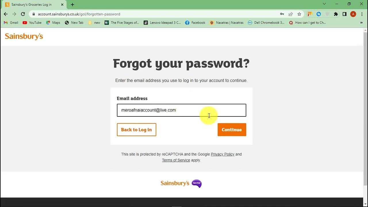 How To Reset Sainsbury's Account Password YouTube