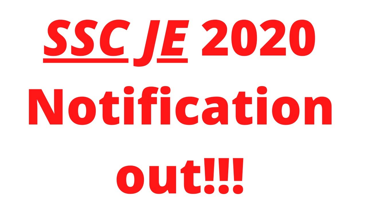 SSC JE 2020 Notification out 🔥