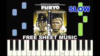 SLOW piano tutorial "MERRY CHRISTMAS, MR. LAWRENCE - FURYO" with free sheet music (pdf)