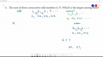 Class 8 TN Maths 3 ALGEBRA  Exercise 3.7  4. The sum of three consecutive odd numbers is 75. Which