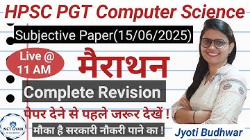 Compete Revision for HPSC PGT COMPUTER SCIENCE Subjective Paper | NET GYAN by Jyoti Budhwar