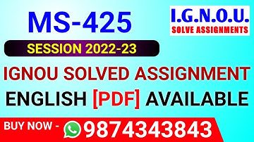 MS-425 Solved Assignment 2022-23 in English, MS 425 Solved Assignment 2023, MS 425 Assignment