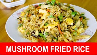 Mushroom fried rice recipe with egg, carrot and peas