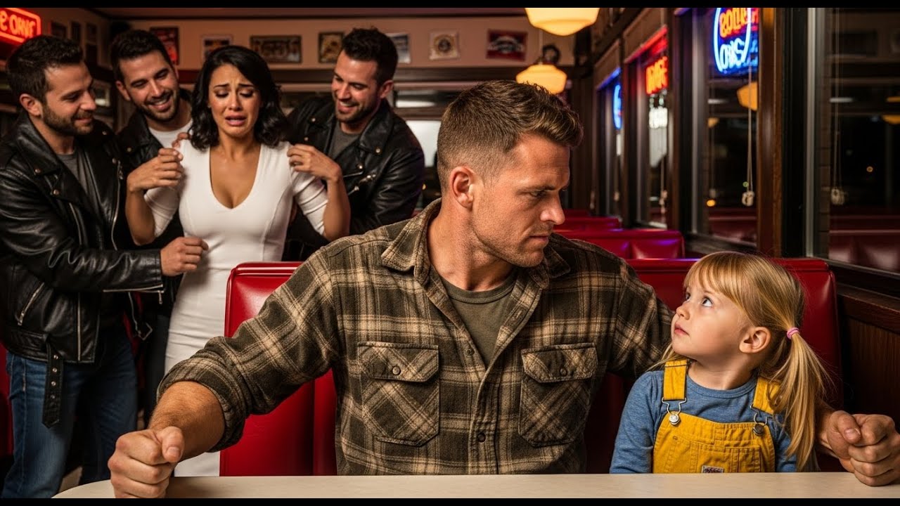 “Papá, ella te necesita” — Un padre soltero salvó a una mujer de motociclistas, sin saber quién era