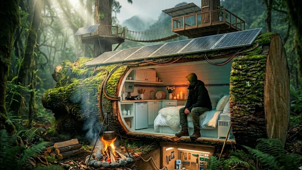 Ultimate Off-Grid Living: Solar Powered Log Home with Hidden Base ...